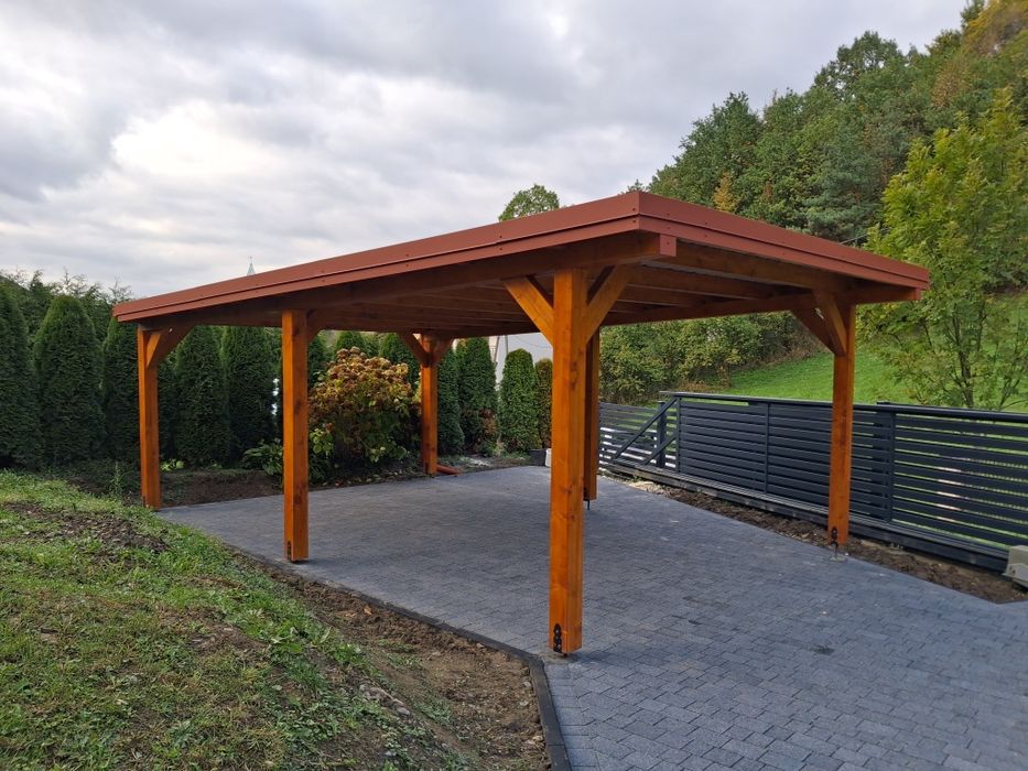 Wiata garażowa drewniana carport zadaszenie tarasu garaż