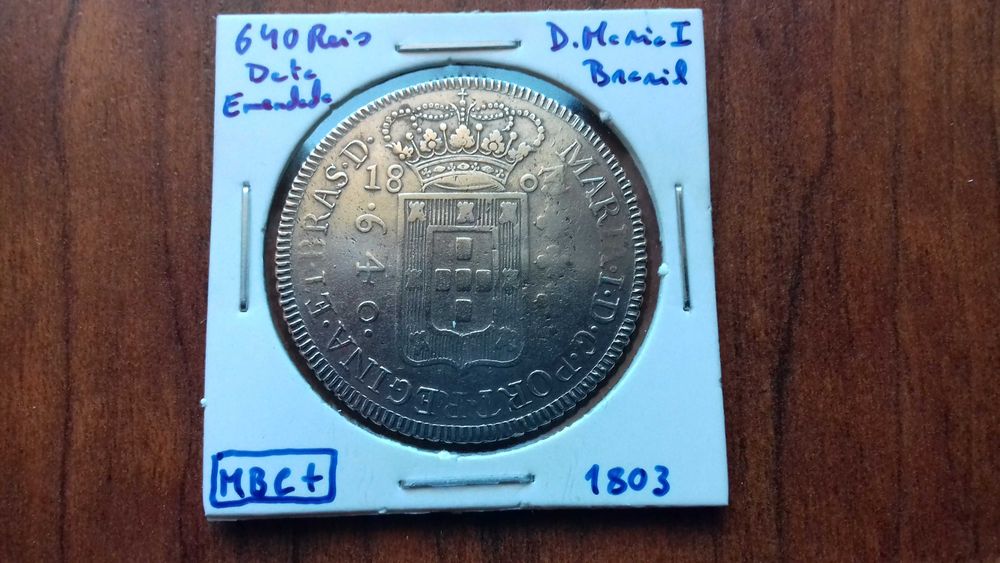 Moeda 640 Reis 1803 D. Maria I - Brasil, data emendada