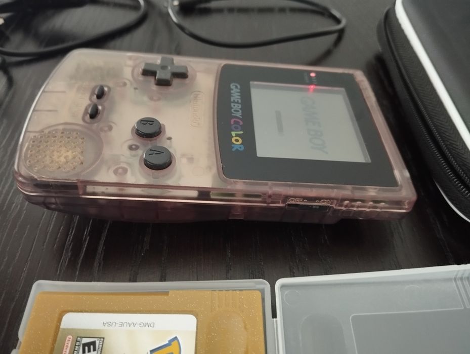 Conjunto Gameboy Color Atomic Purple 7 jogos Pokémon cabo link carregador USB e bolsa de proteção