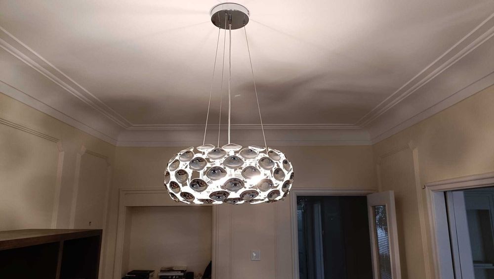 Candeeiro sala jantar moderno e sofisticado prateado