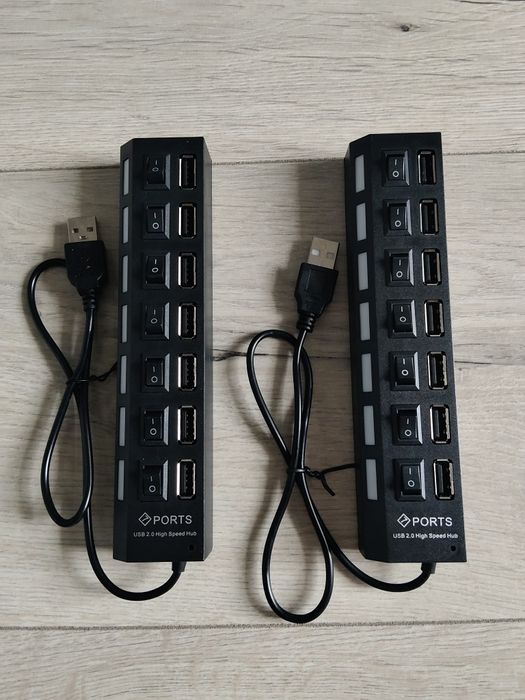 Aktywny HUB USB 7 portów – Nowy, Każdy port z przełącznikiem