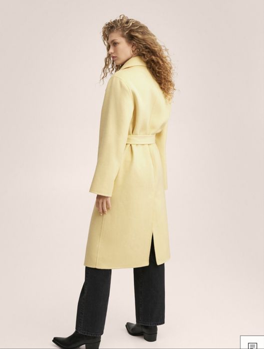 Пальто легке з поясом жовте демісезонне mango