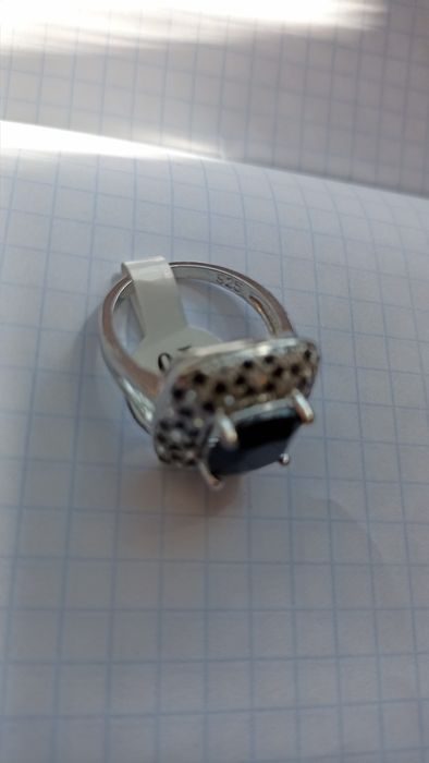 Кольцо 925 проба с черным камнем