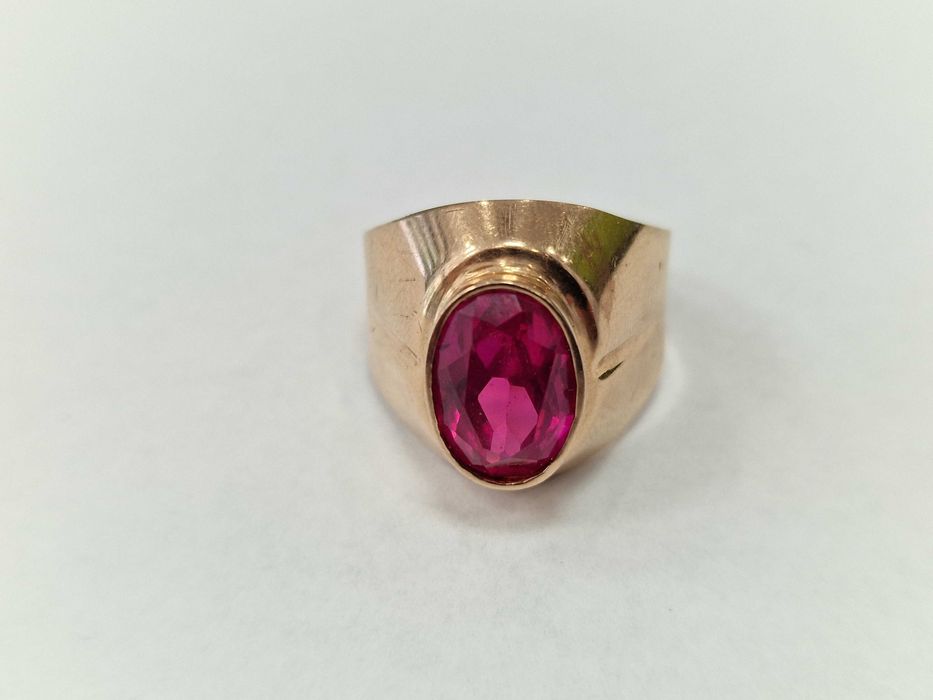 Złoty sygnet męski/ 583/ 6.44 gram/ R18/ ZSRR od 1958 roku/ Korund
