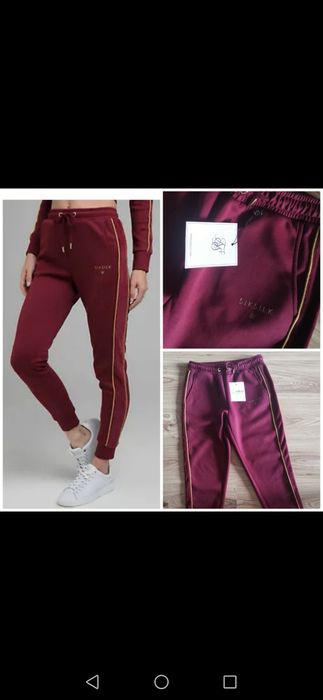 Spodnie dresowe damskie burgudnowe siksilk