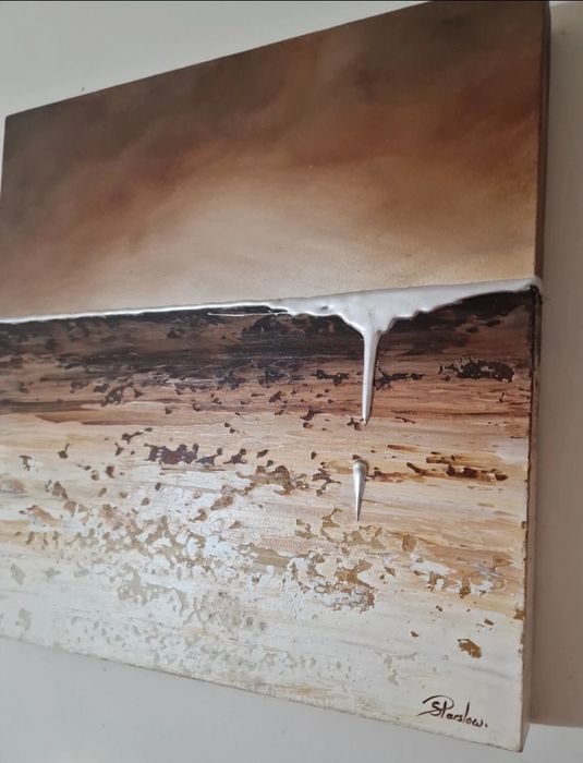 Conjunto de quadros pintado com folha de prata