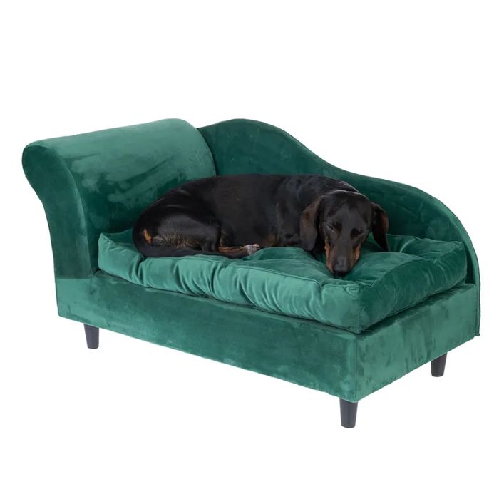 TIAKI Klasyczna Luksusowa Przytulna Sofa Legowisko dla Psa 81x41x42cm Szmaragdowa - Po Zwrocie