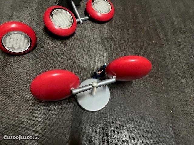 Conjunto de 3 candeeiros de parede de design vermelho - orientável