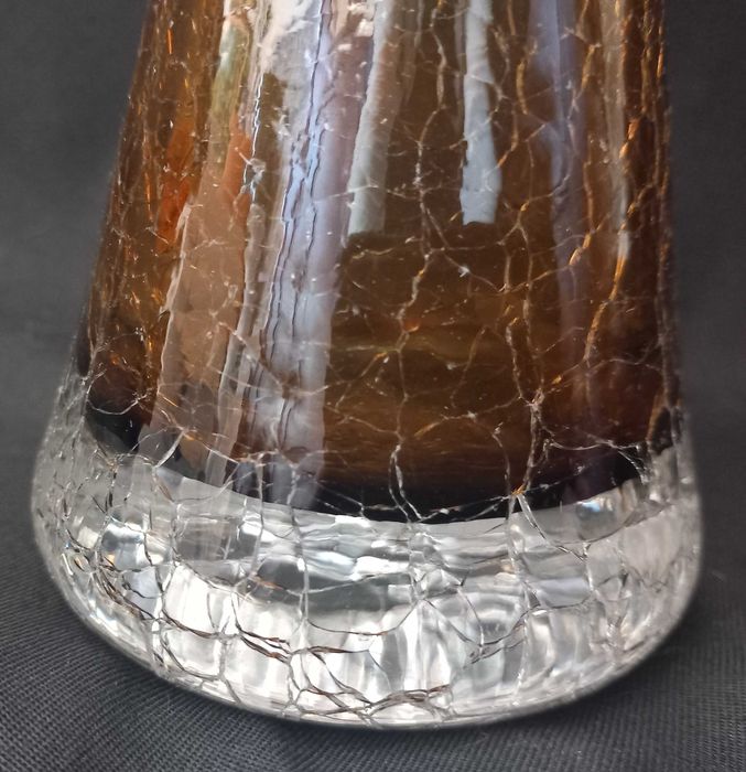 Vaso de vidro vintage, anos 60, design craquelado de Ingrid Glashütte