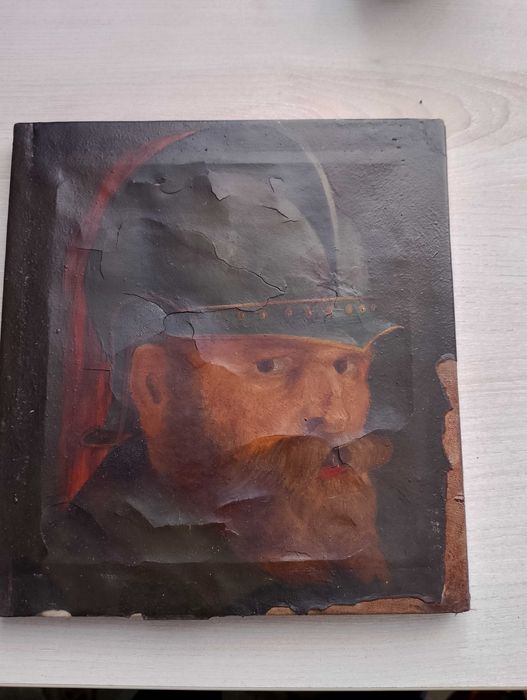 Obraz olejny portret głowa rycerza