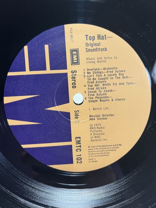 Вініл Fred Astaire Ginger Rogers Top Hat UK 1974 EMI NM з колекціі