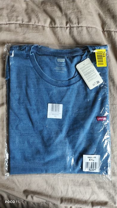 Levi's niebieski indygo t-shirt rozm XXL haftowane logo