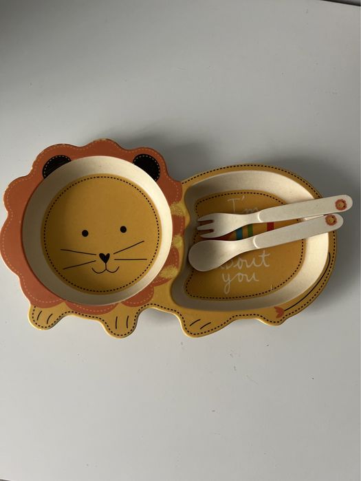 Бамбуковий Набір дитячого посуду Stenson Лев