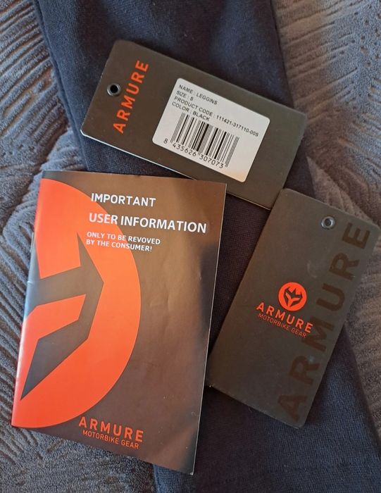 Legging motorbike gear Armure, tamanho S 36, Black.