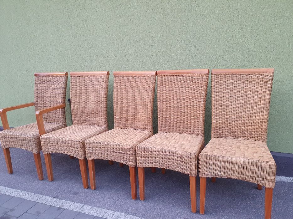 Krzesła Wiklinowe Komplet 5szt. Wiklina