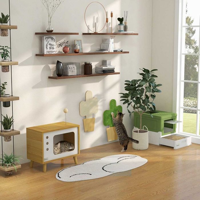 NOVO - Casa para gatos 2 em 1 – Refúgio + Móvel Decorativo 50x28x43cm