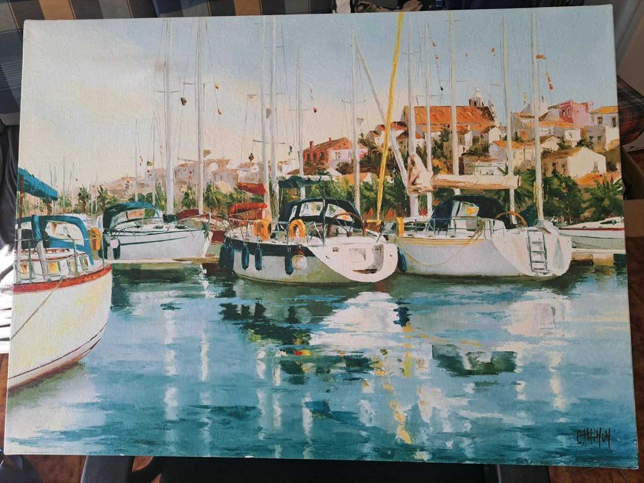 Quadro Óleo Original "Lagos" (55x75cm) – Artista C. Thinon (2014)