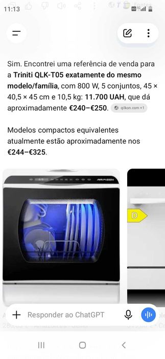 Lava loiça portátil 249€. Oportunidade