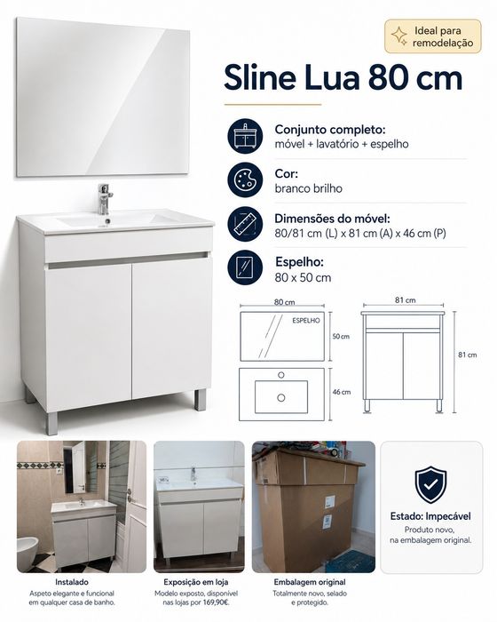 Móvel WC Sline Lua 80 cm novo em caixa — último