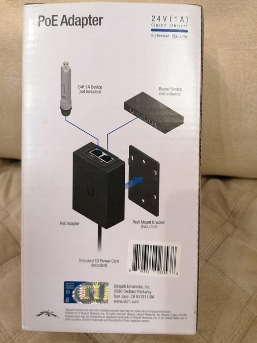 Адаптер Power over Ethernet (PoE) виробництва Ubiquiti Networks.