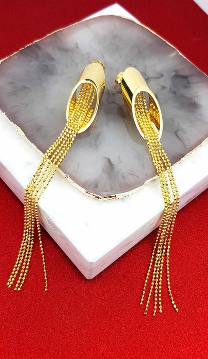 Srebrne pozłacane kolczyki z łańcuszkami