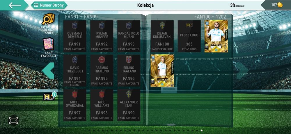 Dwie karty Golden Baller GOL10 i GOL11 Panini Fifa 365 Adrenalyn XL 2026