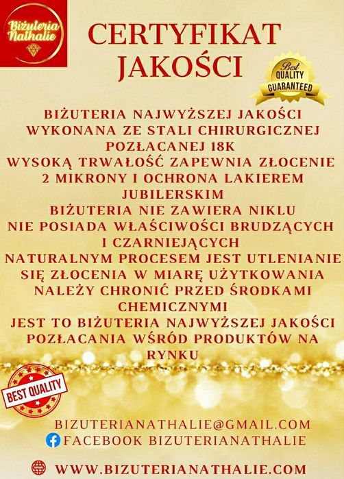 WZORY Pozłacany Łańcuszek z krzyżem promocja