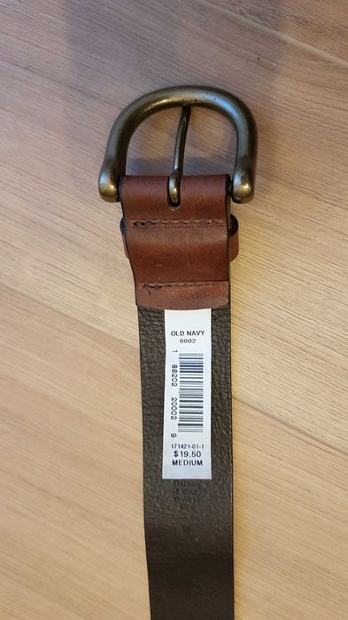 Nowy skórzany pasek do spodni dł. 100 cm brązowy włoska skóra old navy