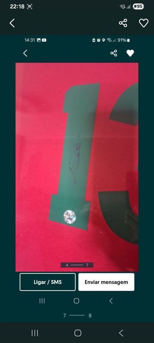Camisola de portugal  de 66 assinada  pelo eusebio