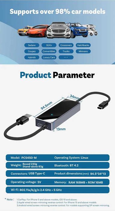 тOttocast Mirror Touch450M керування смартфоном через авто-мультимедіа