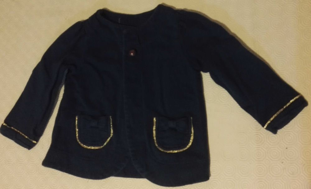 Casaco azul com detalhes em dourado - 24 meses