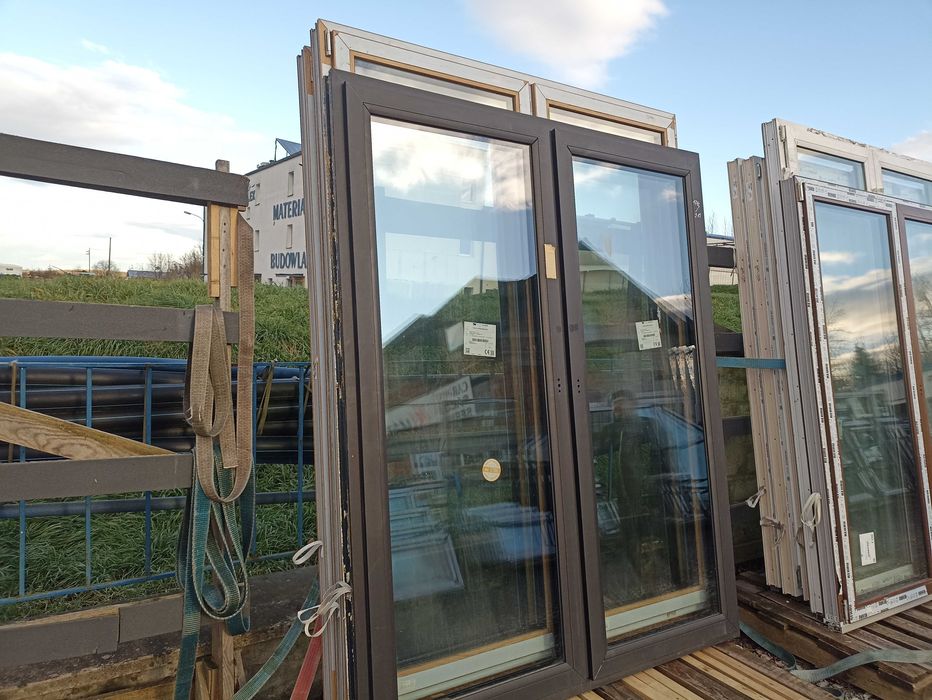 Okno pcv tarasowe 178/215 czarne trzy szybowe