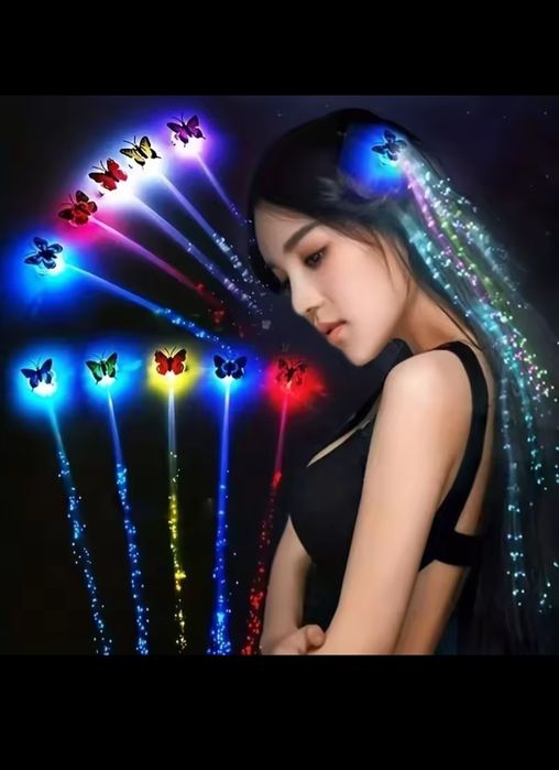 10 szt ozdób do włosów LED  motylki