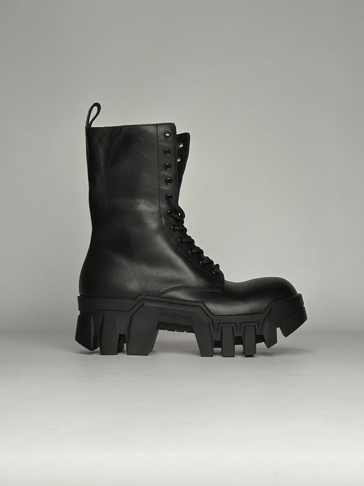 BALENCIAGA Bulldozer boots army fur leather ботинки боты черные кожа
