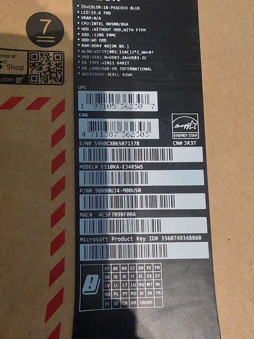 Laptop Asus Laptop ASUS Vivobook Go 15 E510KA-EJ485WS / CZ-WA