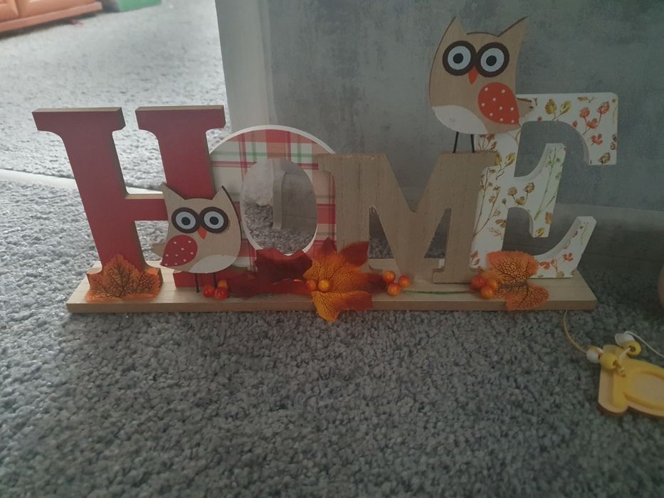 Ozdobny napis drewniany jesienny