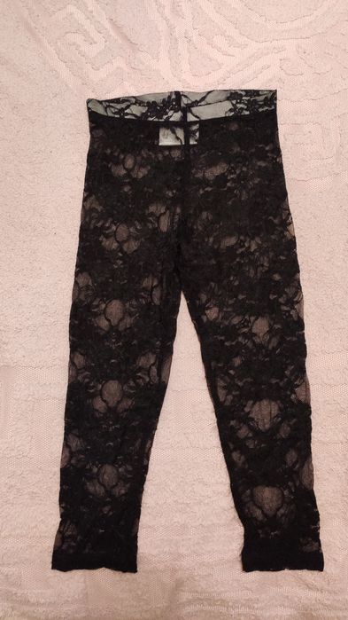 Черные ажурные укороченные лосины Mone на 146 рост 11-12 лет