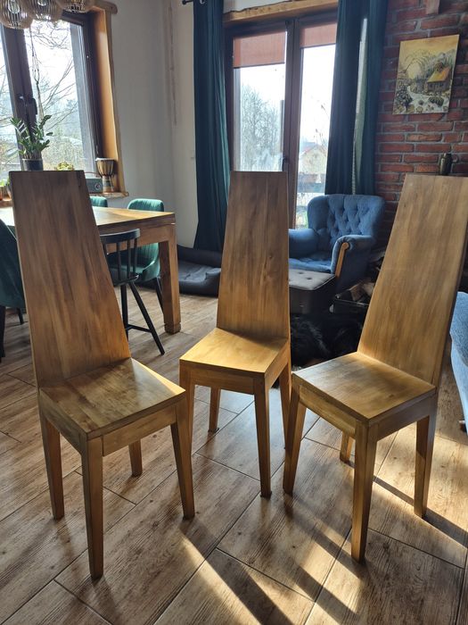 Krzesła drewniane robione na zamówienie sosna efektowne wyjątkowe