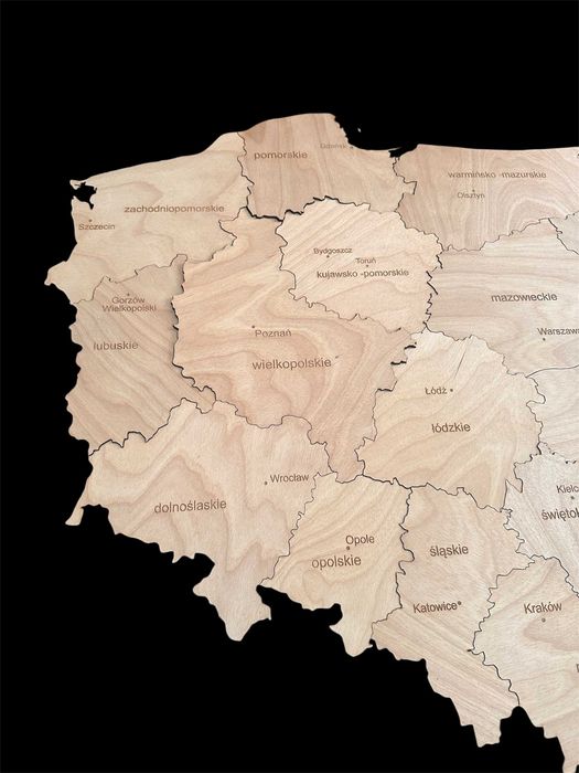 Mapa Polski 75cm grawer województw i miast wojewódzkich, wybór kolorów