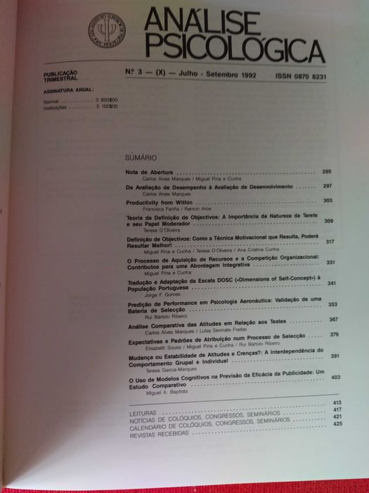 Análise Psicológica nº3 Série X - Psicologia Organizacional e Gestão