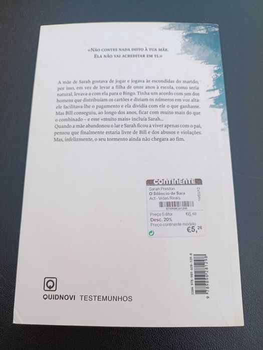 Livro "O Silêncio de Sarah", Sarah Preston