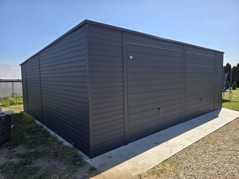 Garaż blaszany Blaszak Premium 6x6 Grafit Garaże blaszane 6x5.80  6x6 m PRODUCENT