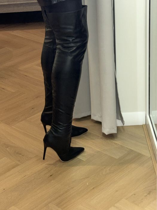 Kozaki za kolano 11cm Trans zapinane z boku rozmiar 44 29cm