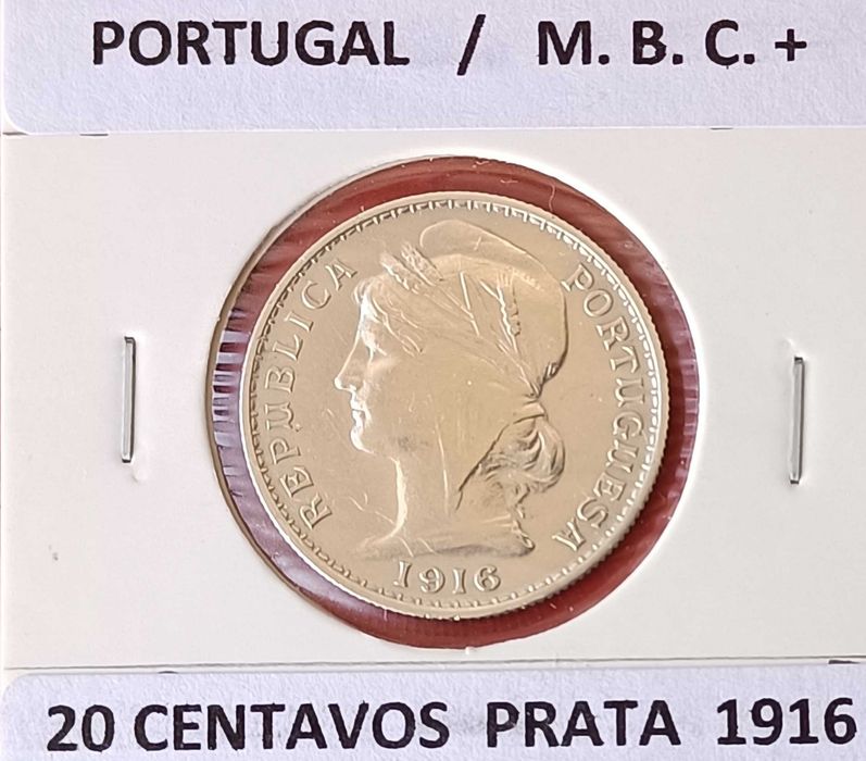 2 moedas de 20 Centavos 1913 ,1916 da 1ª República Portuguesa  (Prata)
