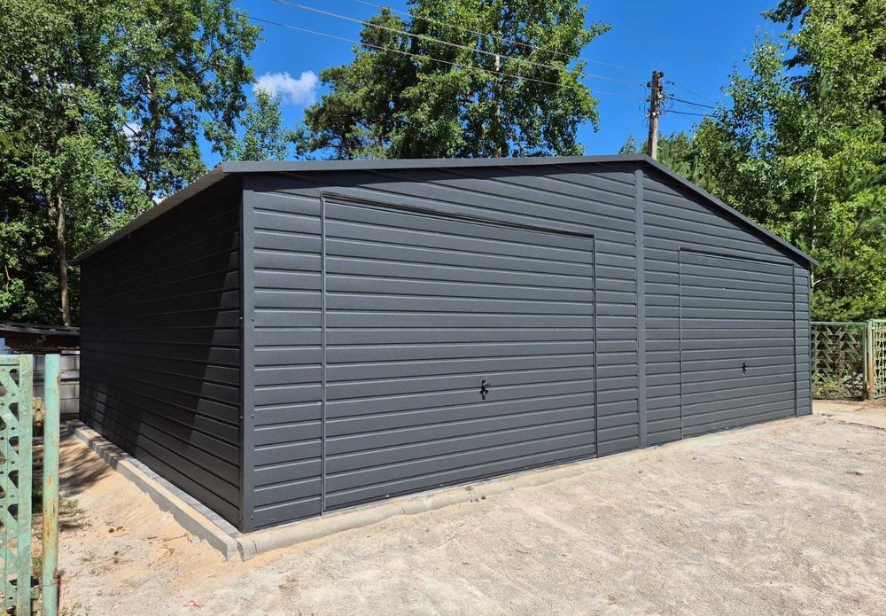 Garaż PREMIUM 8x5 grafit dwuspadowy obróbki, Drewnopodobny, Producent