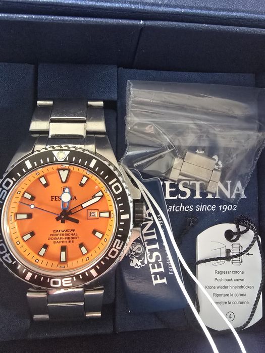 Zegarek męski duży Festina 20663/4 pomarańczowy GWARANCJA pudełko