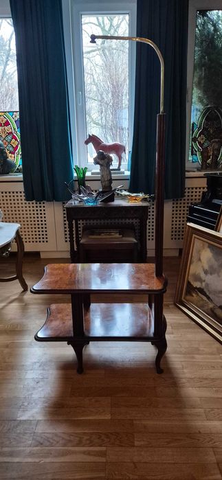 Zabytkowa lampa podłogowa stolik etażerka art deco Ludwik XVI antyk