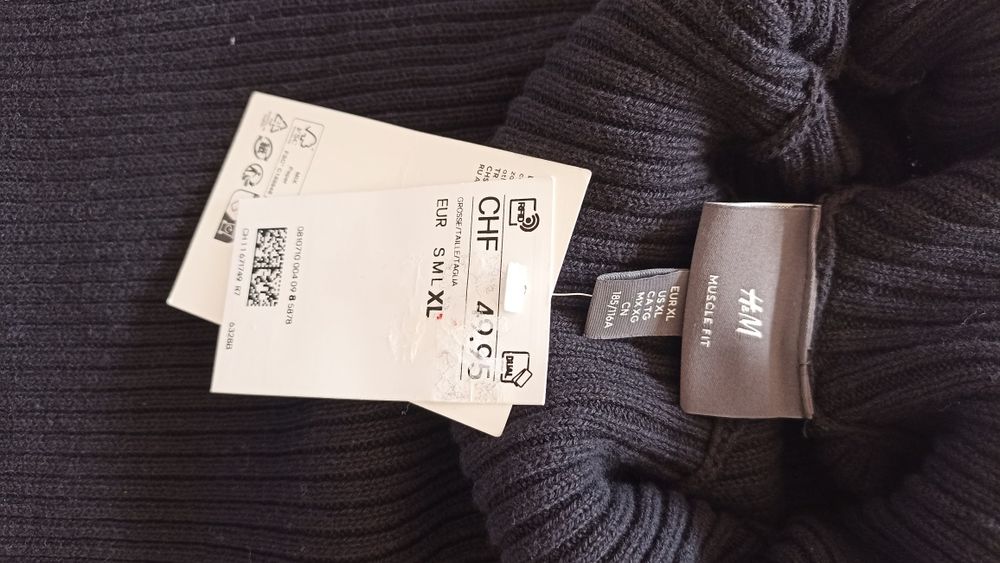Nowy bawełniany golf męski H&M muscle fit rozmiar XL