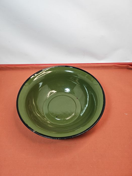 Duża Miska Emaliowana Olkusz 32 cm – Kultowa Zieleń PRL | Vintage Ogród