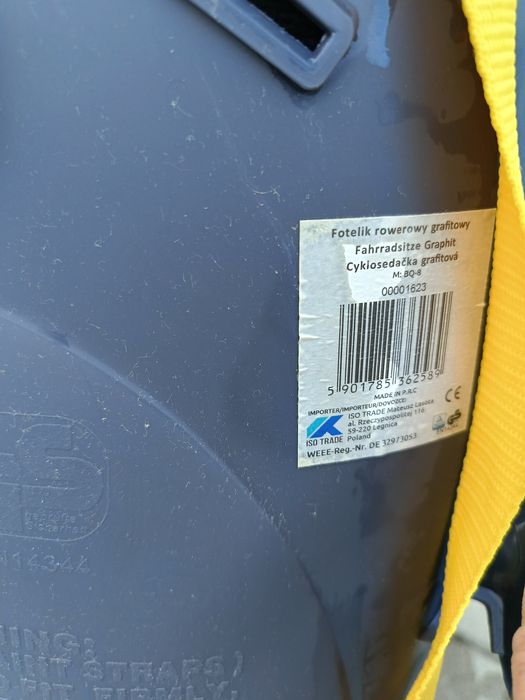 Fotelik rowerowy do 25kg stan idealny